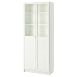 IKEA BILLY(693.988.37) книжный шкаф с панельными/стеклянными дверцами, белый