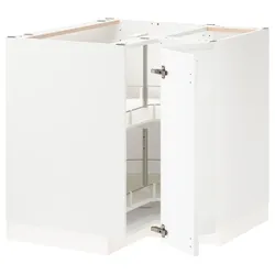 IKEA METOD(394.113.93) угловой шкаф с каруселью, белый/Воксторп глянцевый/белый