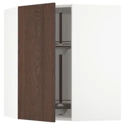 IKEA METOD(194.045.29) угловой навесной шкаф с каруселью, белый/синарп коричневый
