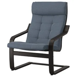 IKEA POÄNG(995.021.87) Кресло, черно-коричневый/Gunnared синий