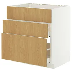 IKEA METOD / MAXIMERA(896.019.32) Стоящий шкаф Pł/Okap Zint. от топоров, белый/синарп вокруг дуба