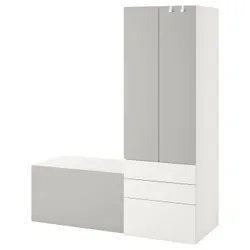 IKEA SMÅSTAD / PLATSA (194.312.26) стойка, белый серый / со скамейкой