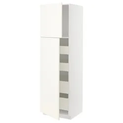 IKEA METOD / MAXIMERA(295.074.28) высокий шкаф с 2 дверцами/4 ящиками, белый/Вальстена белый