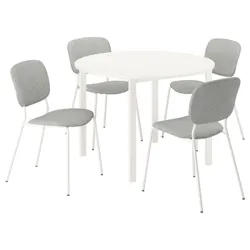IKEA VIHALS / VIHALS(395.899.42) Стол и 4 стула, Белый/белый тибблби бежевый