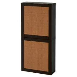 IKEA BESTÅ(794.219.79) навісна шафа/2 двер, чорно-коричневий Studsviken/темно-коричневий плетений тополь
