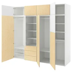 IKEA PLATSA(395.006.24) шкаф 9 дверей+3 ящика, белый Kalbåden/яркий эффект сосны FONNES белый