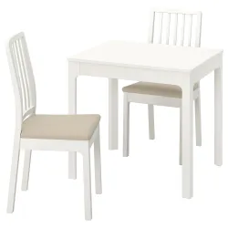 IKEA EKEDALEN / EKEDALEN  Стол и 2 стула белый / Хакебо бежевый (394.294.06)