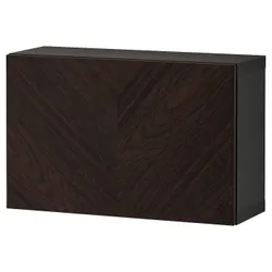 IKEA BESTÅ(394.292.51) комбінування навісних шаф, чорно-коричневий хедевікен/дубовий шпон темно-коричневого кольору