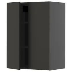 IKEA METOD(095.875.48) Настенный шкаф с полками/2 двери, Czarnoszary/Nickebo Matte Anthracite