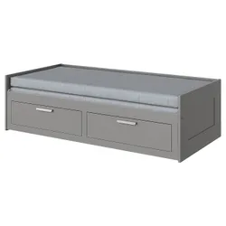 IKEA BRIMNES(595.900.15) Уровень с 2 ящиками, 2 матрасы, серый/Ågotnes жестко