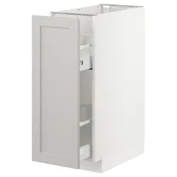IKEA METOD(693.014.25) нижня шафа / висувні внутрішні кріплення, білий / Lerhyttan світло-сірий