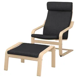 IKEA POÄNG(694.842.55) крісло/підніжка, дубовий шпон білий морений / Хіларед антрацит