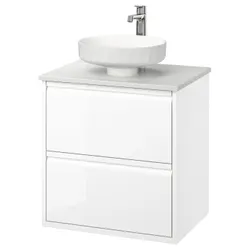 IKEA ÄNGSJÖN / LERSJÖN(495.712.82) Мыть шкафы с ящиками/мытьем/батареей, белый/белый глянец имитация мрамор