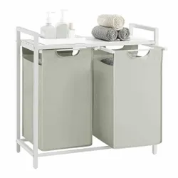 Білий сірий кошик пральньний 2 камери x46L