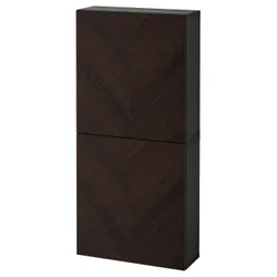 IKEA BESTÅ(094.219.68) навісна шафа/2 двер, чорно-коричневий хедевікен/дубовий шпон темно-коричневого кольору
