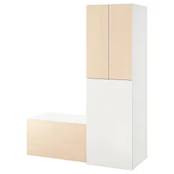 IKEA SMÅSTAD(794.838.49) шкаф с выдвижным элементом, белая береза / со скамейкой с ящиком для хранения