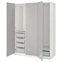 IKEA PAX / FARDAL(293.292.09) комбінований гардероб, білий / глянцевий світло-сірий