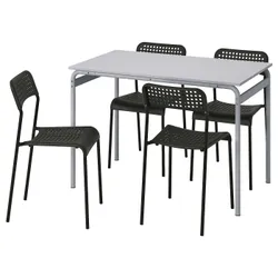 IKEA GRÅSALA / ADDE(394.972.59) стіл і 4 стільці, сірий сірий/чорний
