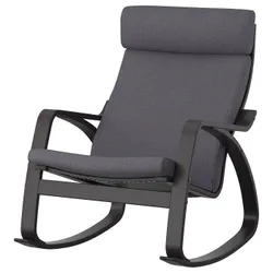 IKEA POÄNG(293.958.31) крісло-гойдалка, чорно-коричневий / Скіфтебо темно-сірий