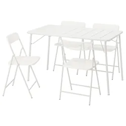 IKEA TORPARÖ(395.818.23) Таблица+4 складки, садовые стулья, белый/белый