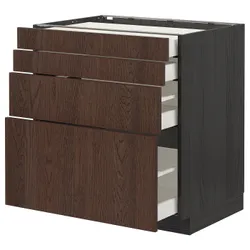 IKEA METOD / MAXIMERA(394.057.35) шкаф ст 4фр / 4ч, черный / синарп коричневый