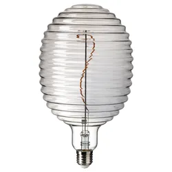 IKEA MOLNART(405.135.07) Светодиодная лампа E27 160 люмен, в форме шара, рифленое стекло серое прозрачное стекло