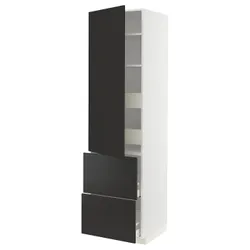 IKEA METOD / MAXIMERA(794.985.44) высокий шкаф с полкой/4 ящика/двери/2 фасада, белый/Nickebo матовый антрацит