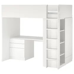 IKEA SMÅSTAD(994.288.66) ліжко-антресолі, білий білий / зі столом на 4 шухляди