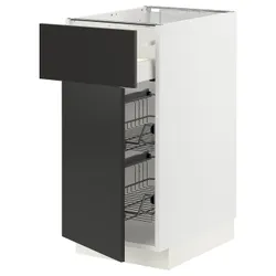IKEA METOD / MAXIMERA(094.988.73) нижня шафа/кошик для сміття/шухляди/дверцята, білий/матовий антрацит Nickebo