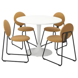 IKEA DOCKSTA / MÅNHULT(595.060.26) стол и 4 стула, белый белый/Хакебо медово-коричневый