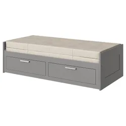 IKEA BRIMNES(395.900.16) Уровень с 2 ящиками, 2 матрасы, серый/ваннареид жестко