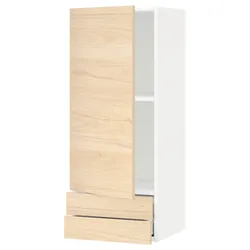 IKEA METOD / MAXIMERA(294.571.12) навесной шкаф, дверь/2 ящика, белый/светлый ясень Аскерсунд узор