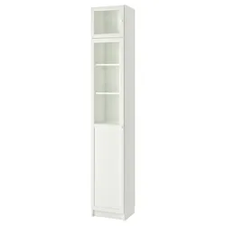 IKEA BILLY(893.988.60) книга рег з надст / дрз пан / скл, білий / скло