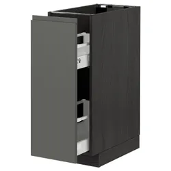 IKEA METOD(293.107.71) нижня шафа / висувні внутрішні кріплення, чорний / Voxtorp темно-сірий
