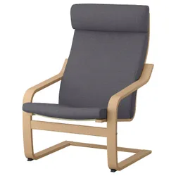 IKEA POÄNG (093.884.74) Крісло, дубовий шпон білий/темно-сірий Skiftebo