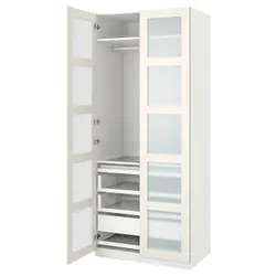 IKEA PAX / BERGSBO(993.291.40) комбінований гардероб, біле / скло матове