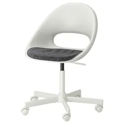 IKEA LOBERGET / MALSKÄR(994.454.51) крісло поворотне + подушка, білий / темно-сірий