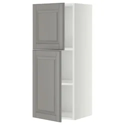 IKEA METOD(294.582.39) навісна шафа з полицями / 2 двер, білий/Bodbyn сірий