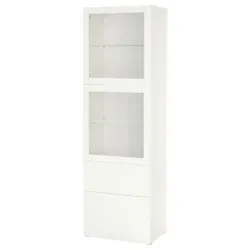 IKEA BESTÅ(494.125.37) книжный шкаф / стеклянная дверь, белый / Лаппвикен белый прозрачное стекло