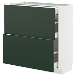 IKEA METOD / MAXIMERA(395.568.52) напольный шкаф с 2 фасадами/3 ящиками, белый/Хавсторп темно-зеленый
