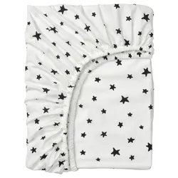 IKEA BUSENKEL(105.231.88) Простыня на резинке, узор со звездами / белый