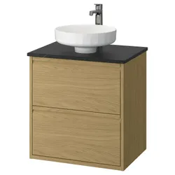 IKEA ÄNGSJÖN / LERSJÖN(295.712.83) Шафи для вимивання ящиками/миттям/акумулятором, іміту. дуб/чорний імітаційний мармур