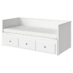 IKEA HEMNES(995.214.97) Кушетка с 3 ящиками, 2 матрасами., белый/Åfjäll жесткий