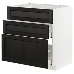 IKEA METOD / MAXIMERA(393.356.34) стояча шафа / витяжка з ящиками, білий/забарвлений лерхітановим чорним