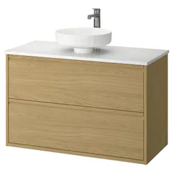IKEA ÄNGSJÖN / LERSJÖN(495.712.96) Мыть шкафы с ящиками/мытьем/батареей, имит. дуб/белый имитационный мрамор