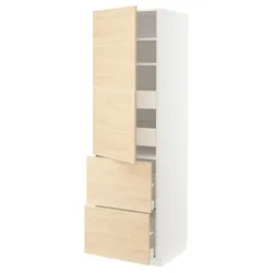 IKEA METOD / MAXIMERA(293.559.10) w sz z pół / 4 szu / drz / 2 fr, белый/светлый ясень Аскерсунд узор