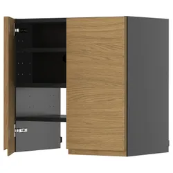 IKEA METOD(895.868.56) Капюшон -шкаф с полкой/дверью, Czarnoszary/Voxtorp Imit. дуб