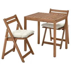 IKEA NÄMMARÖ(694.912.08) садовый стол и 2 складных стула, светло-коричневая морилка/Куддарна бежевая
