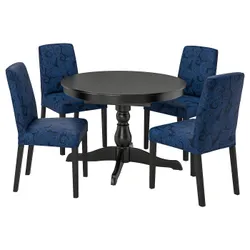 IKEA INGATORP / BERGMUND(794.289.52) стол и 4 стула, черный / Квиллсфорс темно-синий / синий