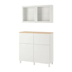 IKEA BESTÅ(394.406.54) комбинация полок с дверцами/ящиками, белый Lappviken / Sindvik / Stubbarp белый прозрачное стекло